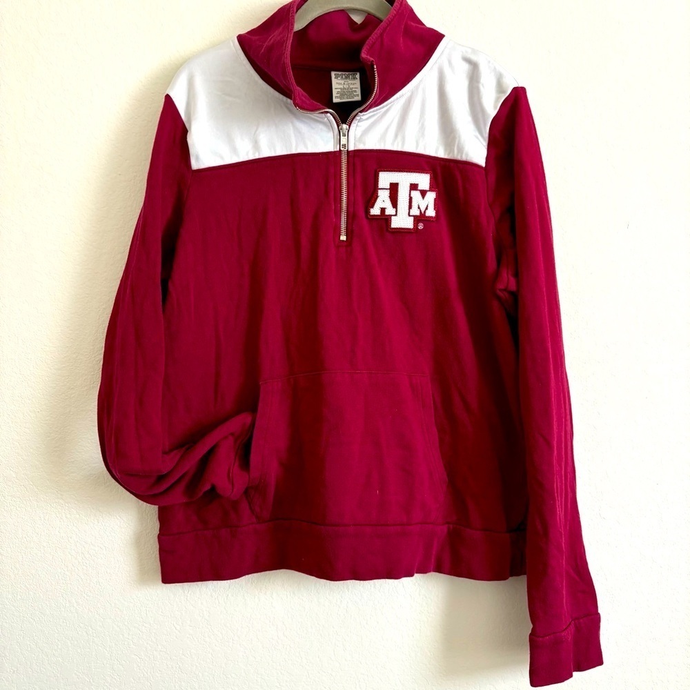 🏈 Victoria’s Secret Pink Texas A&M Aggies Football Sequin Sweater- size L